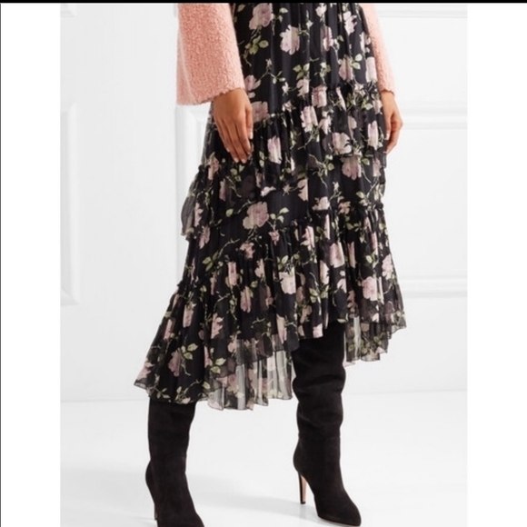 NWT Ulla Johnson Begonia tiered ruffle floral silk skirt sz 4 - Picture 1 of 8